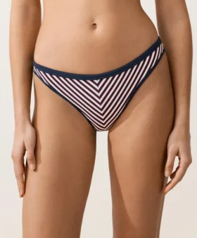 Slip bikini classico a righe testurizzate