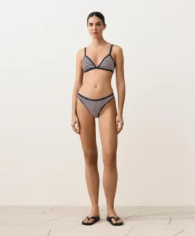Slip bikini classico a righe testurizzate