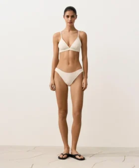 Slip bikini classico in maglia all’uncinetto con texture a bolle