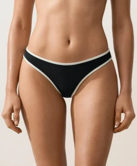 Slip bikini perizoma con taglio a U e bordi a contrasto