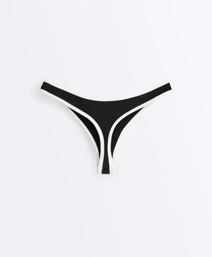 Slip bikini perizoma con taglio a U e bordi a contrasto Slip bikini perizoma con taglio a U e bordi a contrasto