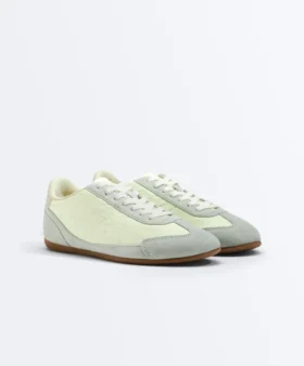 Sneakers in pelle crosta e tessuto