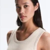 T-shirt a costine con spalline larghe, in cotone e modal T-shirt a costine con spalline larghe, in cotone e modal