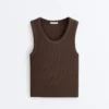 T-shirt a costine con spalline larghe, in cotone e modal T-shirt a costine con spalline larghe, in cotone e modal