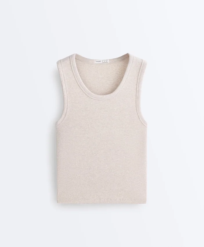 T-shirt a costine con spalline larghe, in cotone e modal T-shirt a costine con spalline larghe, in cotone e modal