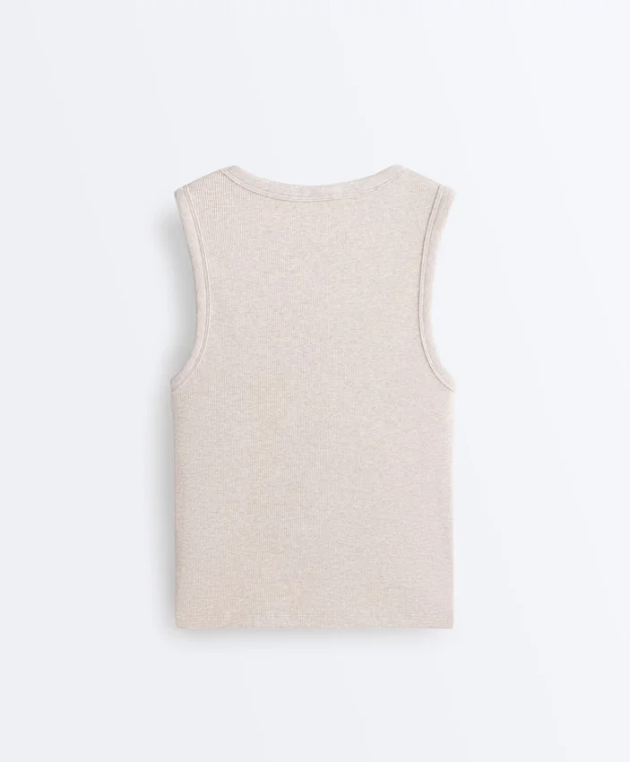 T-shirt a costine con spalline larghe, in cotone e modal T-shirt a costine con spalline larghe, in cotone e modal