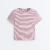 T-shirt a maniche corte in misto cotone a righe, vestibilità regolare