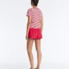 T-shirt a maniche corte in misto cotone a righe, vestibilità regolare