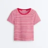T-shirt a maniche corte in misto cotone a righe, vestibilità regolare