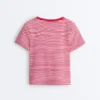 T-shirt a maniche corte in misto cotone a righe, vestibilità regolare