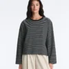 T-shirt a maniche lunghe in misto cotone a righe dal taglio morbido