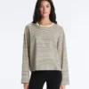 T-shirt a maniche lunghe in misto cotone a righe dal taglio morbido