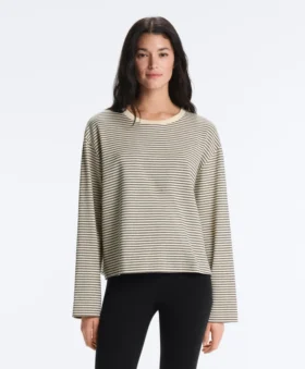 T-shirt a maniche lunghe in misto cotone a righe dal taglio morbido