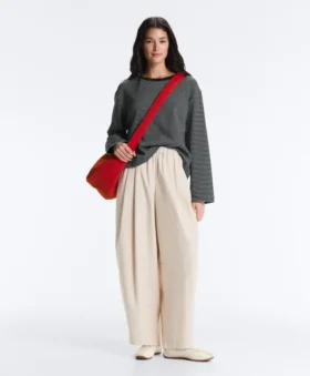 T-shirt a maniche lunghe in misto cotone a righe dal taglio morbido