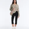 T-shirt a maniche lunghe in misto cotone a righe dal taglio morbido