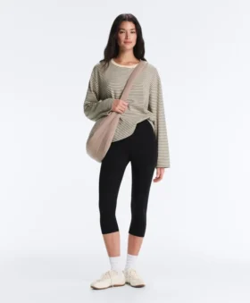 T-shirt a maniche lunghe in misto cotone a righe dal taglio morbido