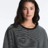 T-shirt a maniche lunghe in misto cotone a righe dal taglio morbido