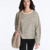 T-shirt a maniche lunghe in misto cotone a righe dal taglio morbido