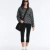 T-shirt a maniche lunghe in misto cotone a righe dal taglio morbido