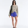T-shirt a maniche lunghe in misto cotone a righe dal taglio morbido