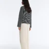T-shirt a maniche lunghe in misto cotone a righe dal taglio morbido