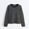 T-shirt a maniche lunghe in misto cotone a righe dal taglio morbido
