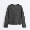 T-shirt a maniche lunghe in misto cotone a righe dal taglio morbido