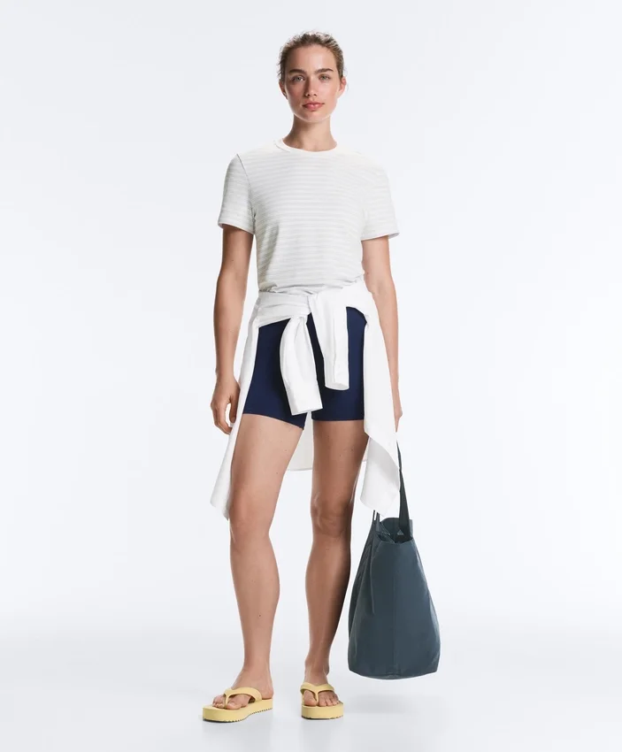 T-shirt a righe in misto cotone, vestibilità regolare T-shirt a righe in misto cotone, vestibilità regolare