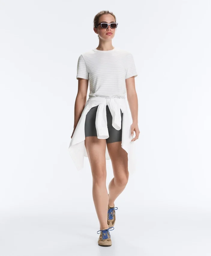 T-shirt a righe in misto cotone, vestibilità regolare T-shirt a righe in misto cotone, vestibilità regolare