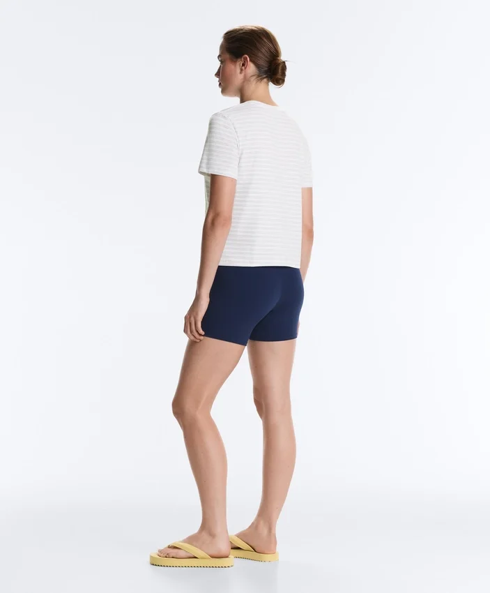 T-shirt a righe in misto cotone, vestibilità regolare T-shirt a righe in misto cotone, vestibilità regolare