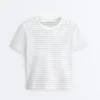 T-shirt a righe in misto cotone, vestibilità regolare T-shirt a righe in misto cotone, vestibilità regolare