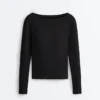 T-shirt a scollo a barchetta in misto modal a costine T-shirt a scollo a barchetta in misto modal a costine