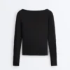 T-shirt a scollo a barchetta in misto modal a costine T-shirt a scollo a barchetta in misto modal a costine