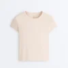 T-shirt aderente a maniche corte in modal a costine T-shirt aderente a maniche corte in modal a costine