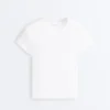 T-shirt aderente a maniche corte in tessuto a costine misto cotone T-shirt aderente a maniche corte in tessuto a costine misto cotone