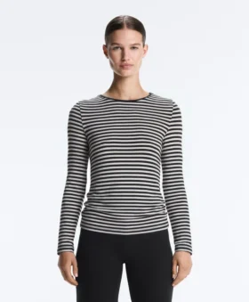 T-shirt aderente a maniche lunghe a righe