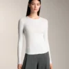 T-shirt aderente a maniche lunghe in tessuto a costine di cotone e modal T-shirt aderente a maniche lunghe in tessuto a costine di cotone e modal