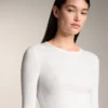 T-shirt aderente a maniche lunghe in tessuto a costine di cotone e modal T-shirt aderente a maniche lunghe in tessuto a costine di cotone e modal