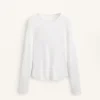 T-shirt aderente a maniche lunghe in tessuto a costine di cotone e modal T-shirt aderente a maniche lunghe in tessuto a costine di cotone e modal