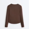 T-shirt aderente a maniche lunghe in tessuto a costine di cotone e modal T-shirt aderente a maniche lunghe in tessuto a costine di cotone e modal