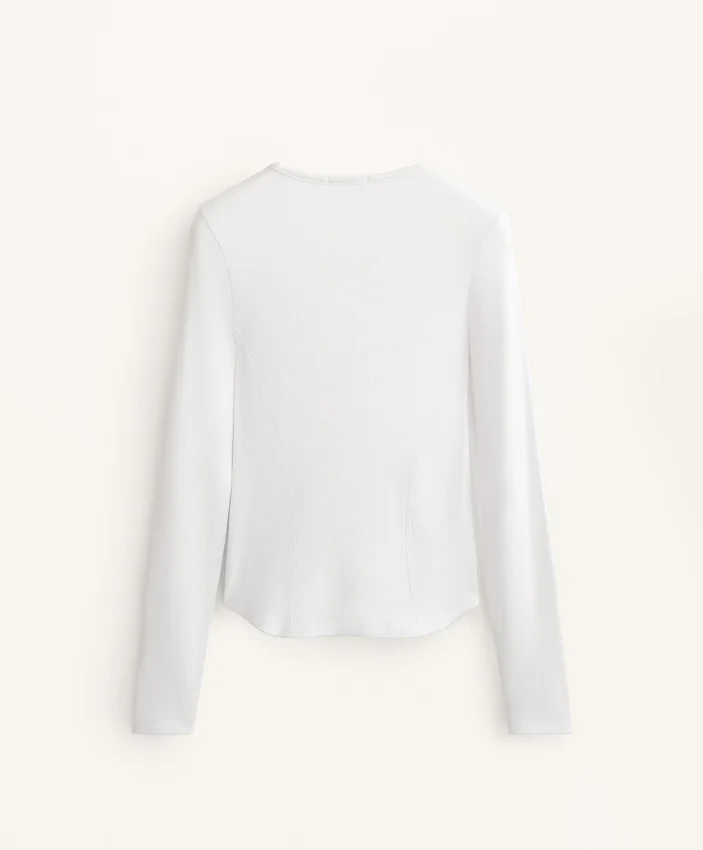T-shirt aderente a maniche lunghe in tessuto a costine di cotone e modal T-shirt aderente a maniche lunghe in tessuto a costine di cotone e modal
