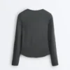 T-shirt aderente a maniche lunghe in tessuto a costine di cotone e modal T-shirt aderente a maniche lunghe in tessuto a costine di cotone e modal
