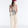 T-shirt aderente con spalline a costine in cotone e modal T-shirt aderente con spalline a costine in cotone e modal
