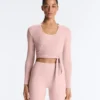 T-shirt avvolgente in misto cotone a costine T-shirt avvolgente in misto cotone a costine