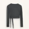 T-shirt avvolgente in misto cotone a costine T-shirt avvolgente in misto cotone a costine