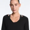 T-shirt avvolgente in misto cotone a costine T-shirt avvolgente in misto cotone a costine