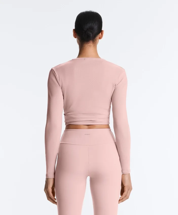 T-shirt avvolgente in misto cotone a costine T-shirt avvolgente in misto cotone a costine