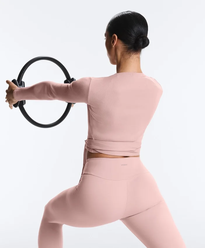 T-shirt avvolgente in misto cotone a costine T-shirt avvolgente in misto cotone a costine