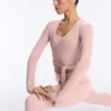 T-shirt avvolgente in misto cotone a costine T-shirt avvolgente in misto cotone a costine