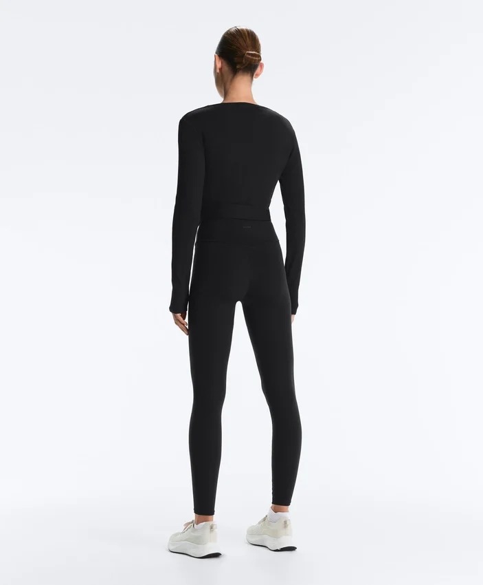 T-shirt avvolgente in misto cotone a costine T-shirt avvolgente in misto cotone a costine